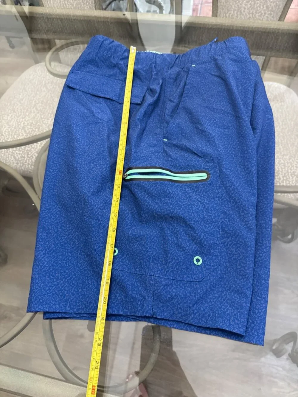 ZeroXposur Mens XL Blue Swim Trunks With Pockets Drawstring Waist & Side Zipper
